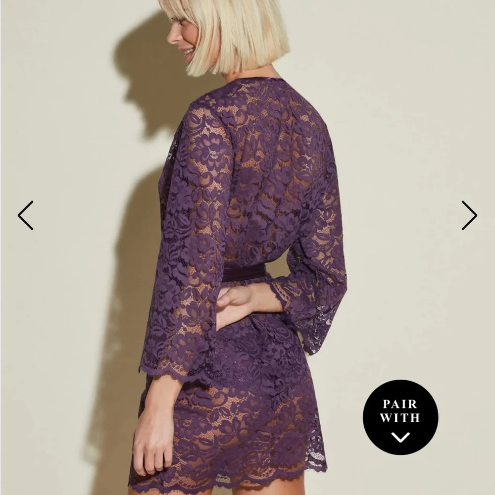 NWT Cosabella Lingerie Magnolia Robe in Purple Lace - Picture 4 of 7
